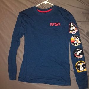 blue nasa long sleeve shirt